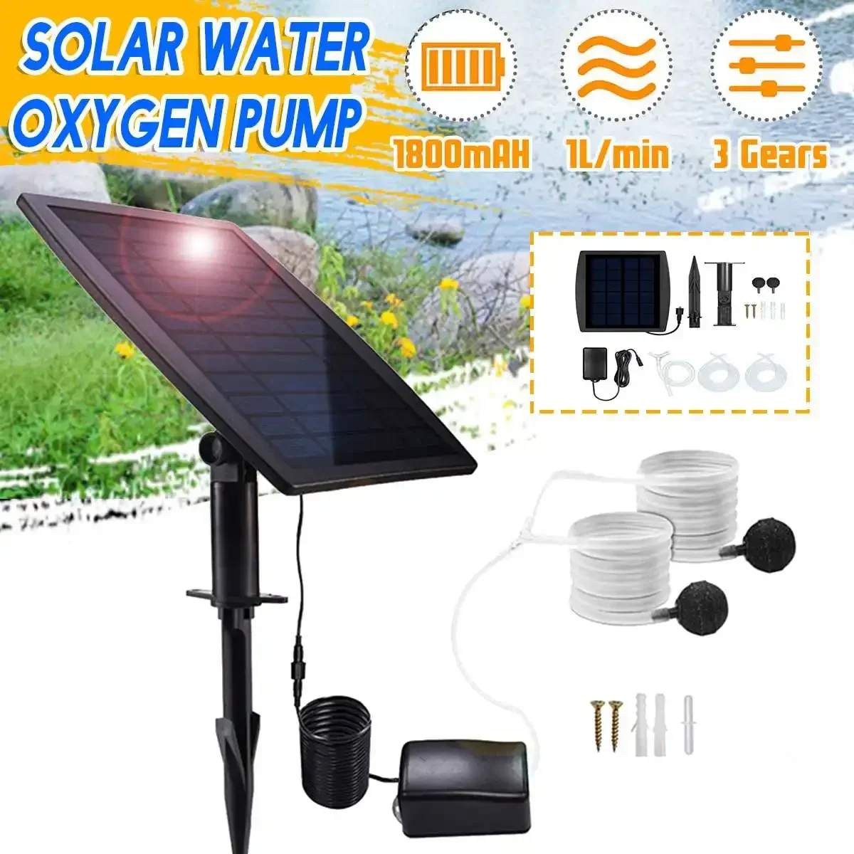 Solar Powered Oxygenator Oxyge - Solar Pond Aerator Oxygen Pump 评论和价格